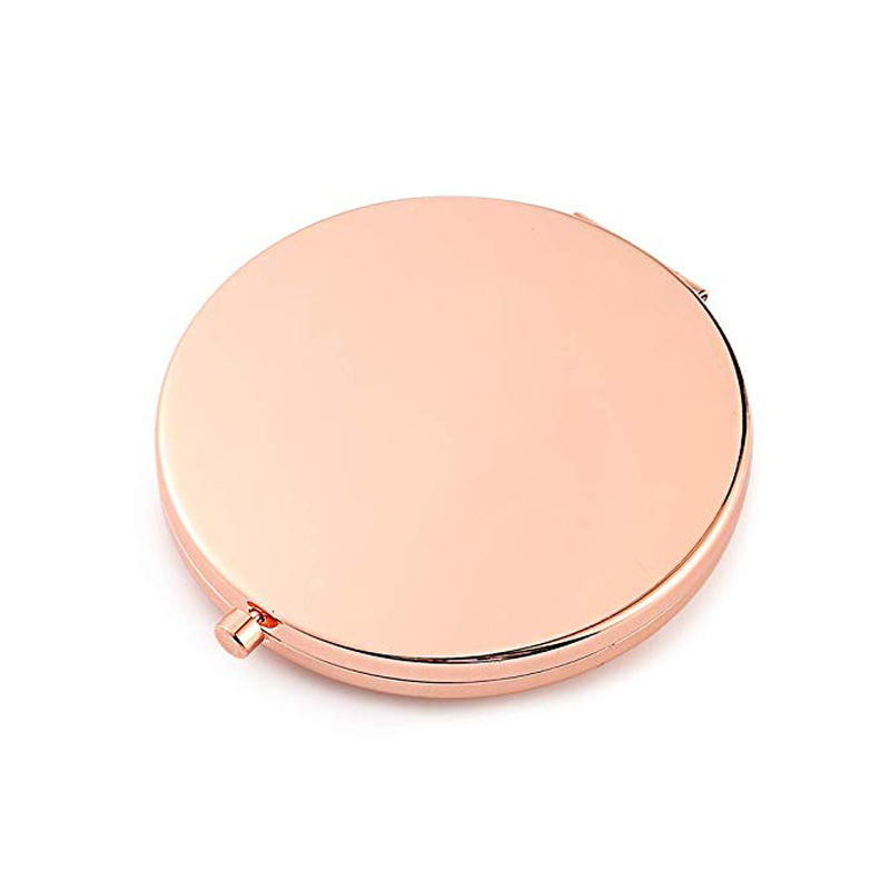 2X Lupa de oro rosa plegable mini espejo de maquillaje de doble cara redondo