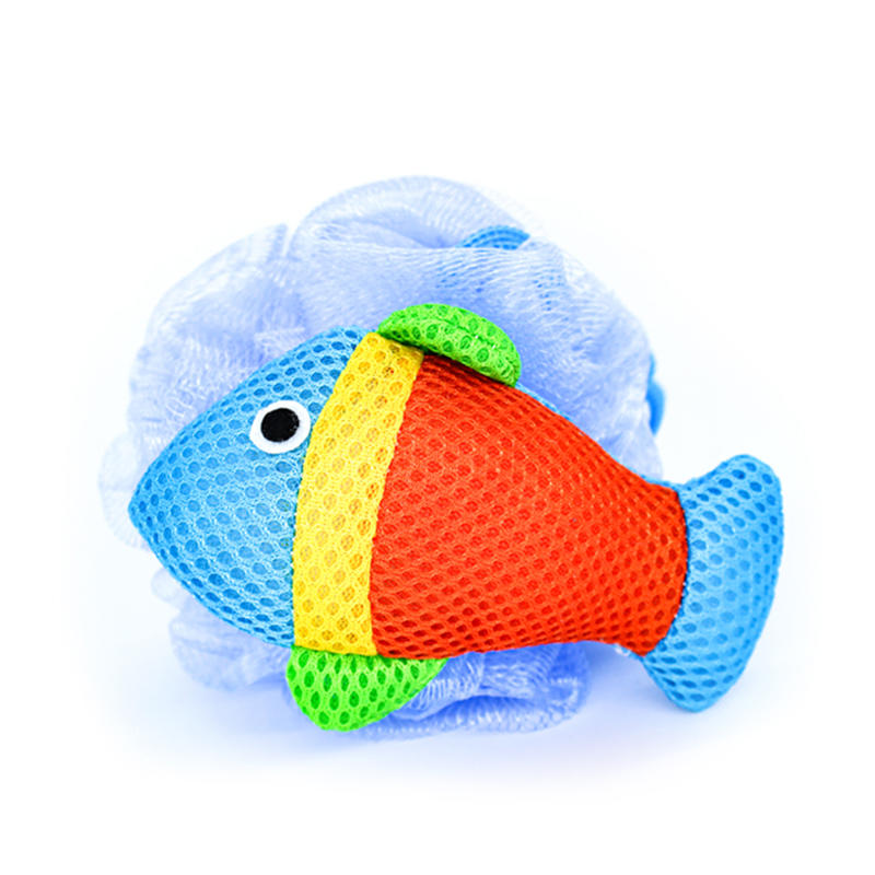Adorable bola de esponja para bebé en forma de pez suave y hinchable, exfoliante