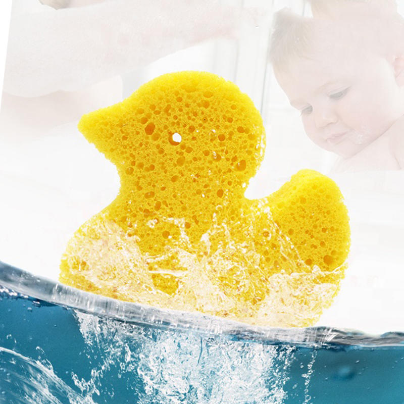 Esponja de baño para bebé con forma de pato suave de material ecológico para exfoliar