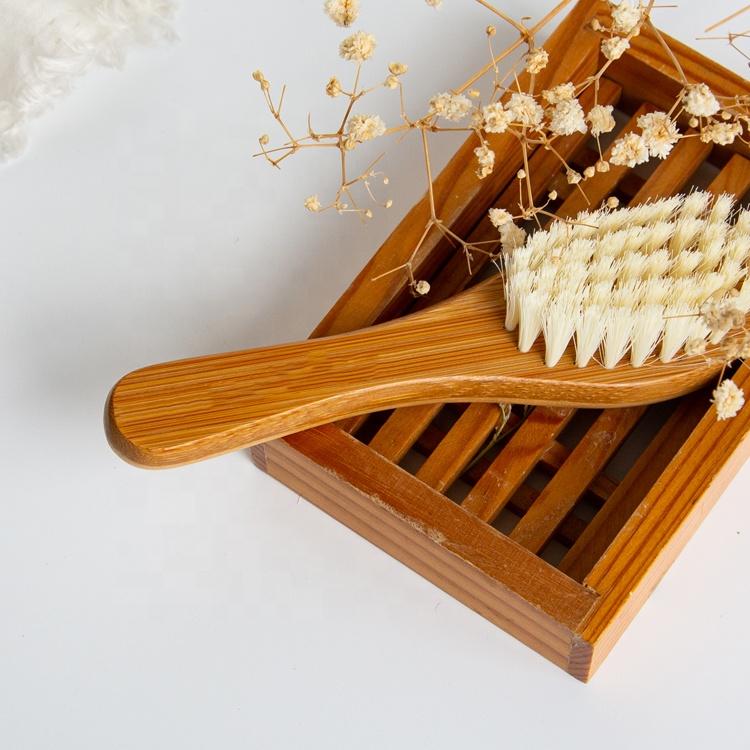 Cepillo de nailon suave, seguro y natural, mango de bambú para masajear el cuero cabelludo, cepillo para el pelo de bebé