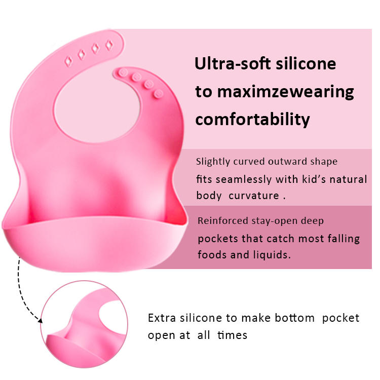 Cuchara de silicona suave portátil ajustable impermeable ecológica, juego de baberos de alimentación para bebés