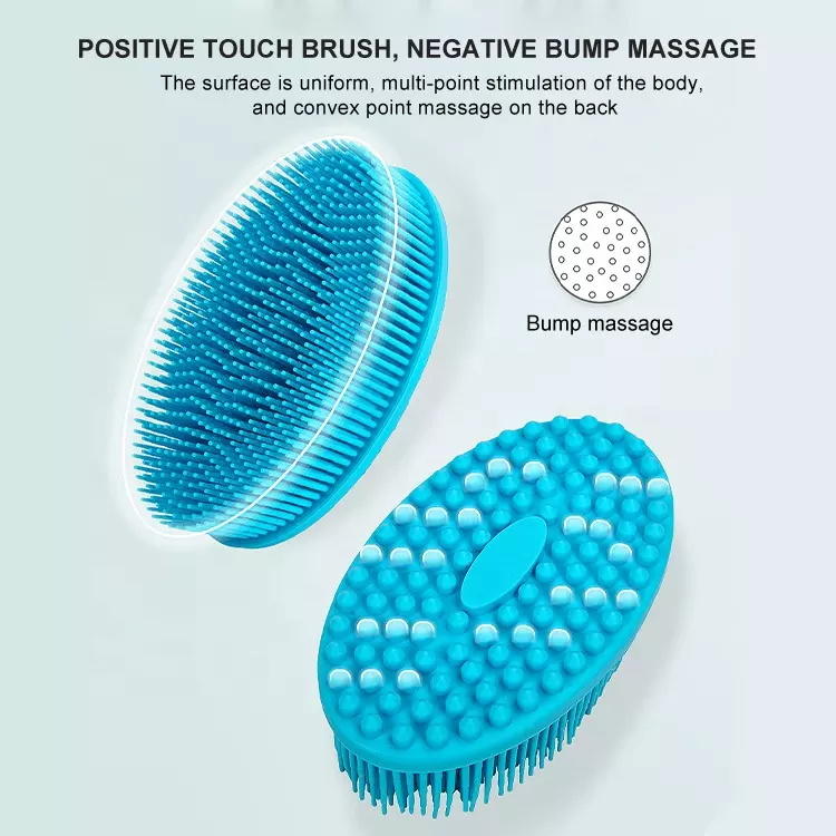 Cepillo de baño de silicona para limpieza corporal de masaje de piel súper suave de doble cara para ducha