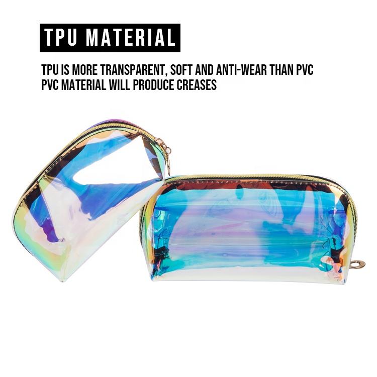 Bolso transparente del maquillaje del logotipo de encargo material del PVC de TPU para la mujer