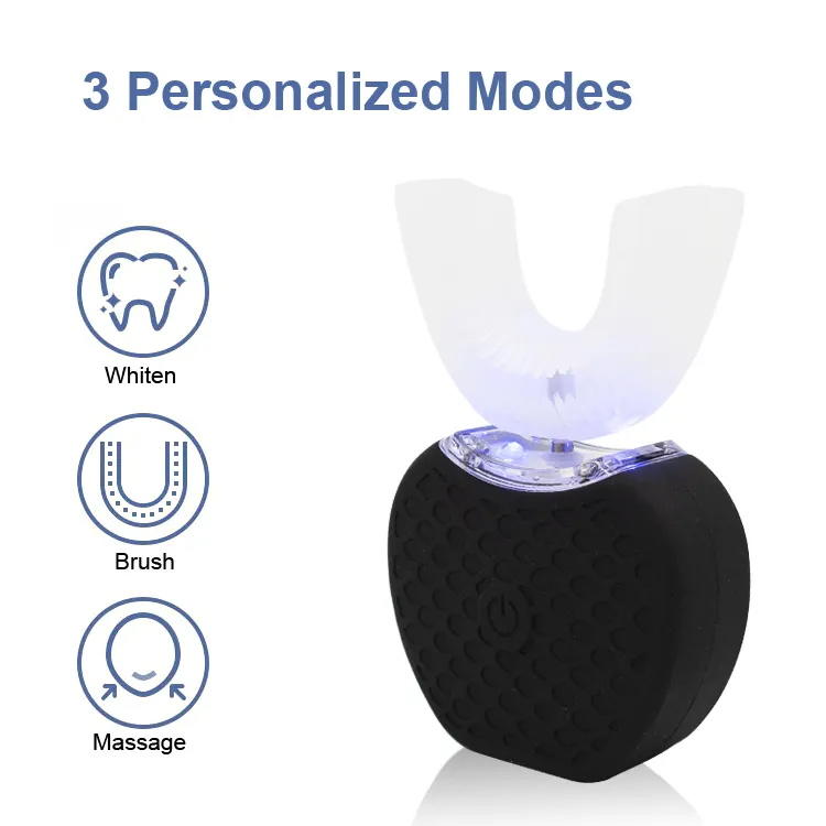 Cepillo de dientes eléctrico de silicona recargable ultrasónico con boca en forma de U