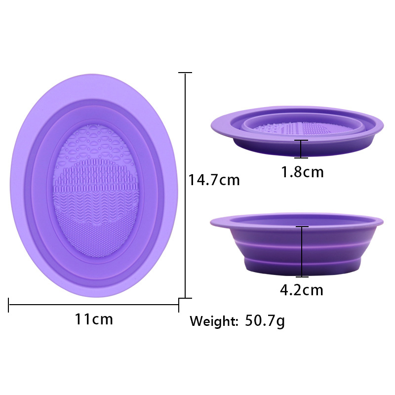 Silicona Plegable Oval Scrub Bowl Limpieza Herramienta de belleza Cepillo Pad