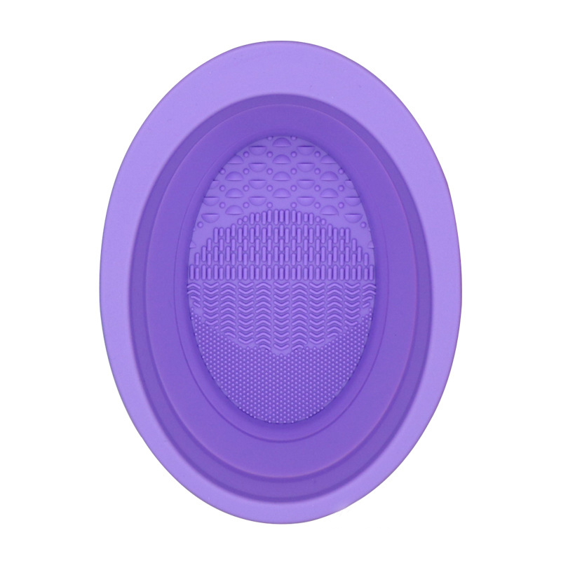 Silicona Plegable Oval Scrub Bowl Limpieza Herramienta de belleza Cepillo Pad