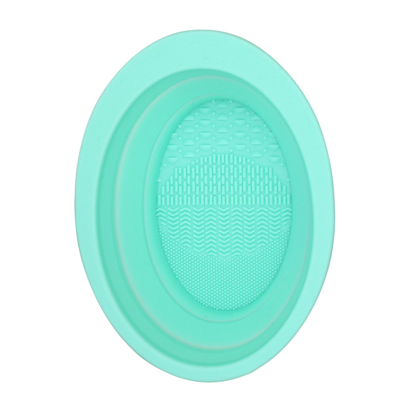 Silicona Plegable Oval Scrub Bowl Limpieza Herramienta de belleza Cepillo Pad