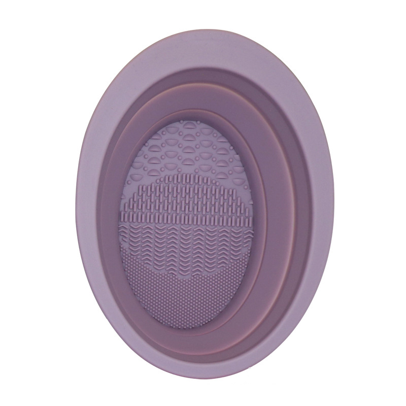 Silicona Plegable Oval Scrub Bowl Limpieza Herramienta de belleza Cepillo Pad