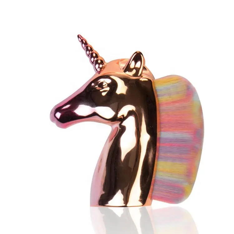 Cepillo suelto colorido de oro rosa Cabeza de caballo Unicornio Maquillaje Cepillo de barrido