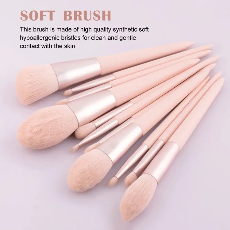 Pink 11pcs Brush Set completo Soft Hair Eyeshadow Makeup Brush con bolsa