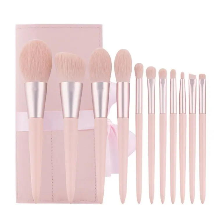 Pink 11pcs Brush Set completo Soft Hair Eyeshadow Makeup Brush con bolsa