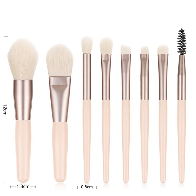 8pcs Mini Pincel de maquillaje Super Soft Portable Beauty Brush Set completo con bolsa