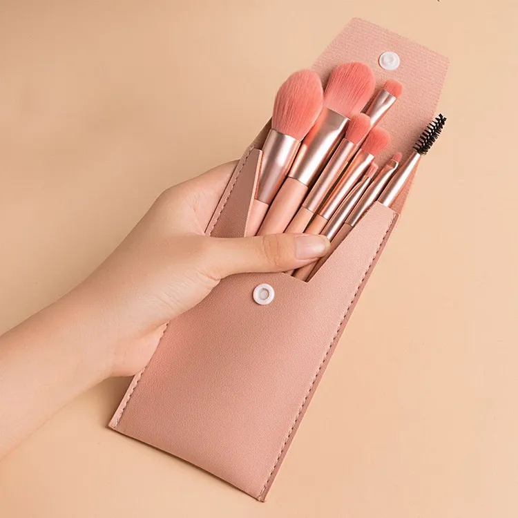 8pcs Mini Pincel de maquillaje Super Soft Portable Beauty Brush Set completo con bolsa