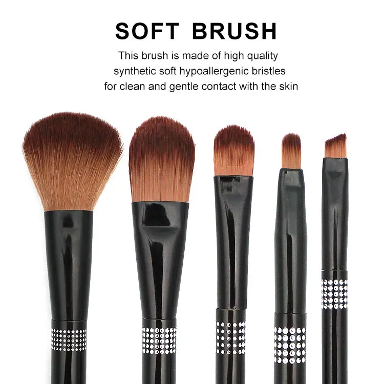 Juego de brochas de maquillaje de la serie Black Bright de gama alta de 7 piezas Herramientas de maquillaje