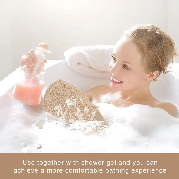 Toalla de baño exfoliante Guantes de baño para adultos de frotamiento gris de doble cara