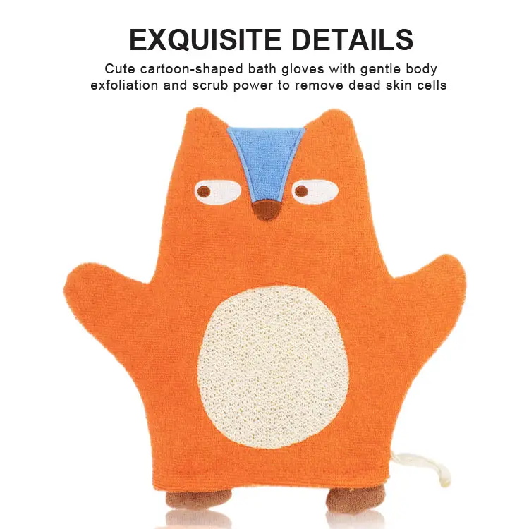 Guantes de toalla de bola de baño de algodón de dibujos animados para niños y bebés