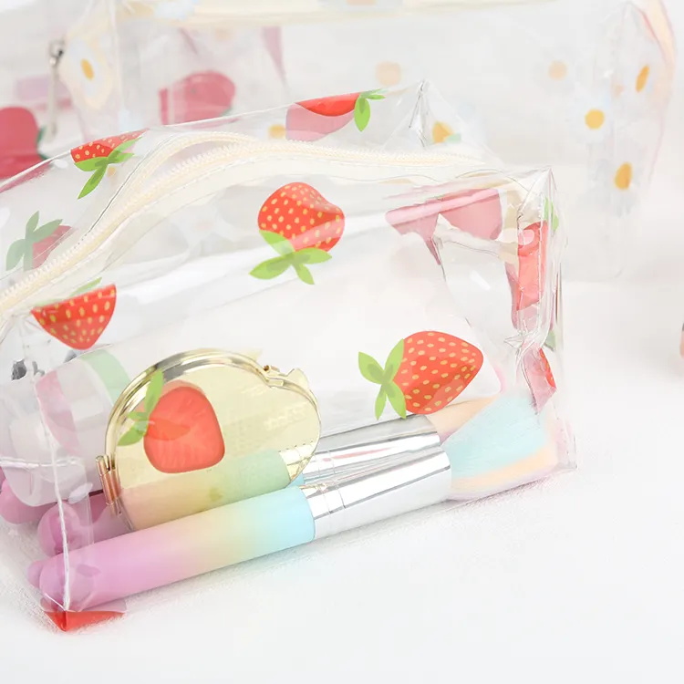 Bolsa de maquillaje de PVC Bolsa de aseo cosmética impermeable con cremallera transparente