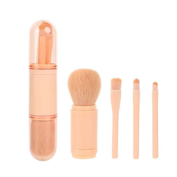 Mini juego de brochas de maquillaje de doble cara 4 en 1 portátil Herramienta de belleza