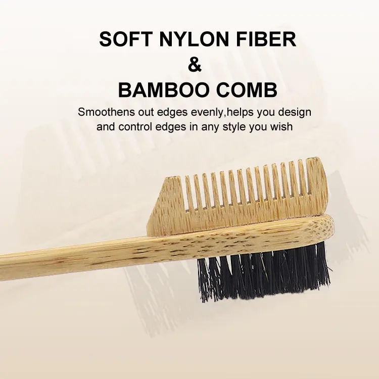 Cepillo de pelo de control de borde de bambú multifuncional natural