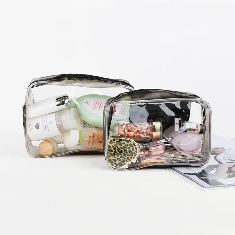 Bolsas de maquillaje transparentes Bolsas de aseo portátiles de PVC para viajes